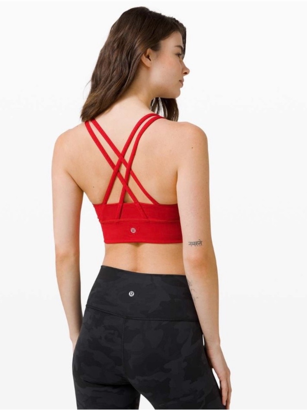 lululemon athletica energy long line Red Double-Strap Crisscross Sports Bra